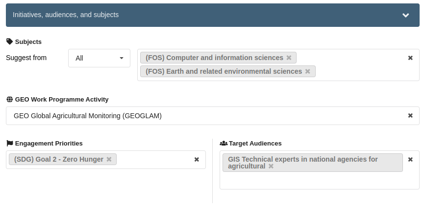 Initiatives, audiences and subjects