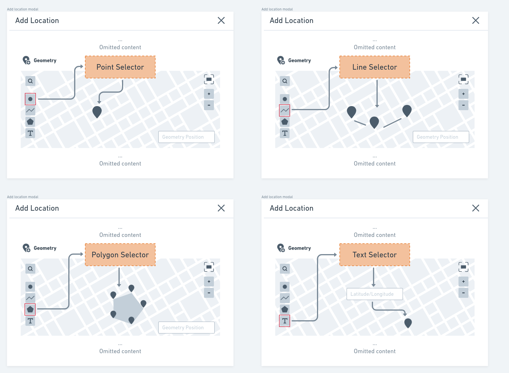 Geospatial metadata previewer - Geometry selectors